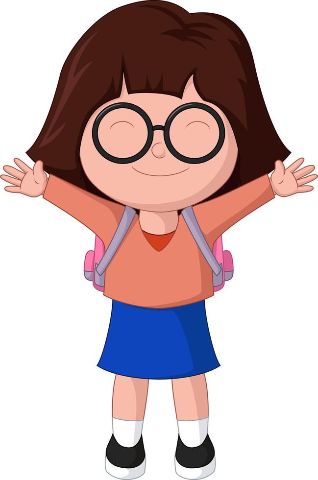 Cute little school girl cartoon vector