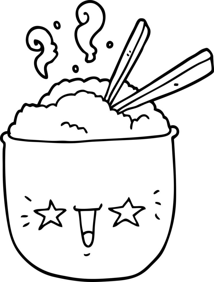 cartoon rice bowl with face vector