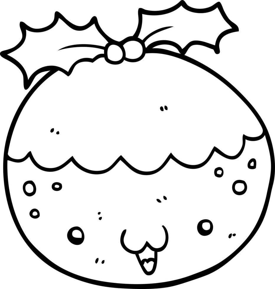 cute cartoon christmas pudding vector