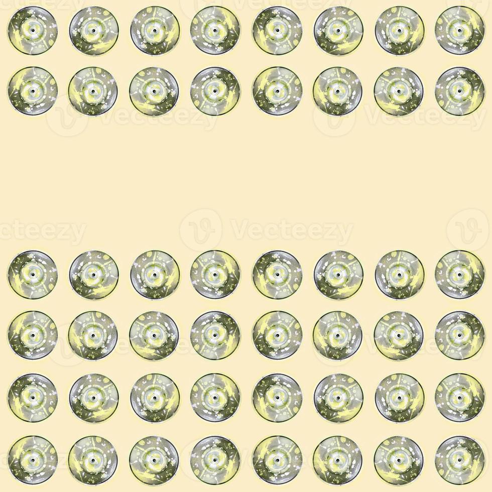 Many used spray cans for graffiti drawing lies on a pastel colored backgroung. Street art painting concept. Minimal flat lay pattern. Top view photo