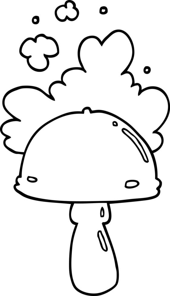 cartoon mushroom with spore cloud vector