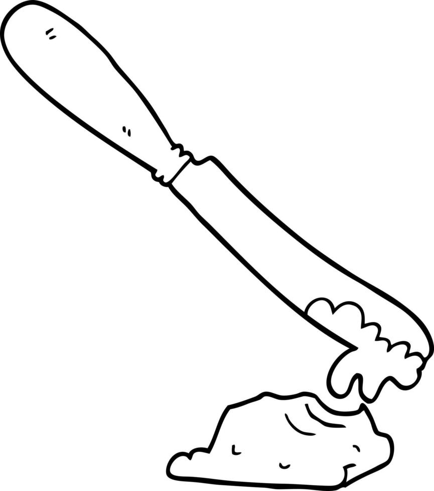 cartoon knife spreading butter vector