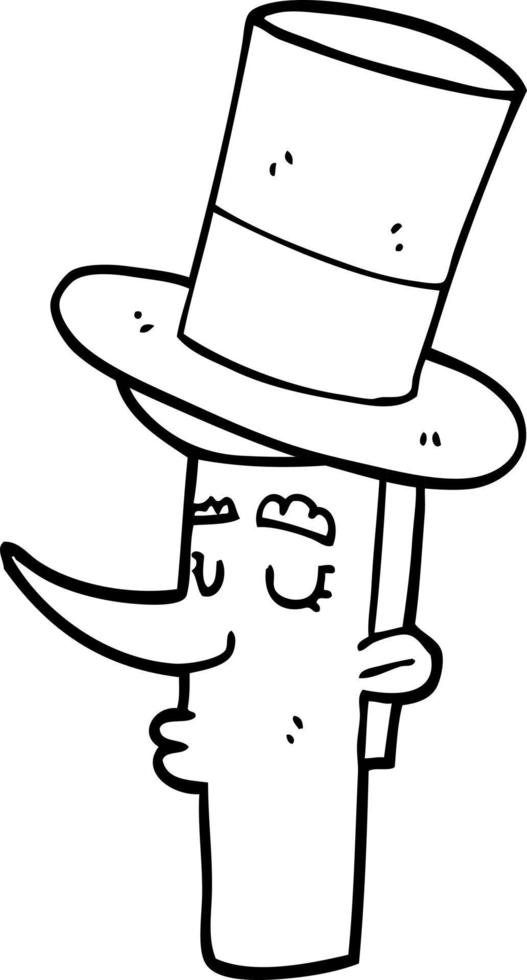 cartoon man wearing top hat vector