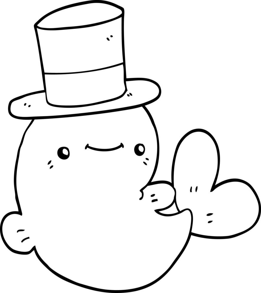 cute cartoon whale wearing top hat vector