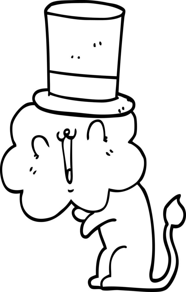 león de dibujos animados lindo con sombrero de copa vector