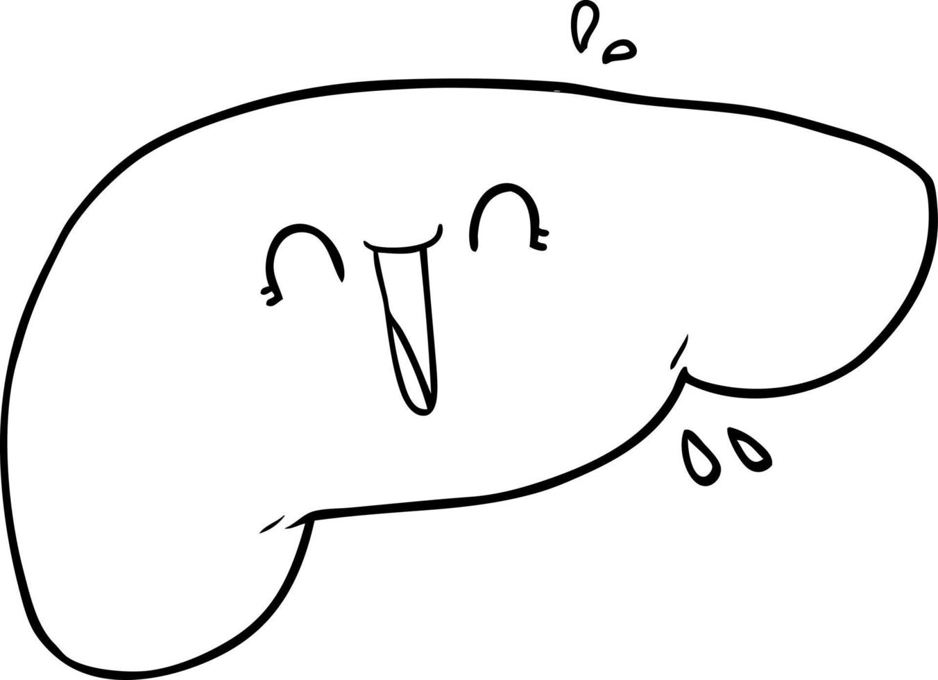 cartoon line drawing liver vector