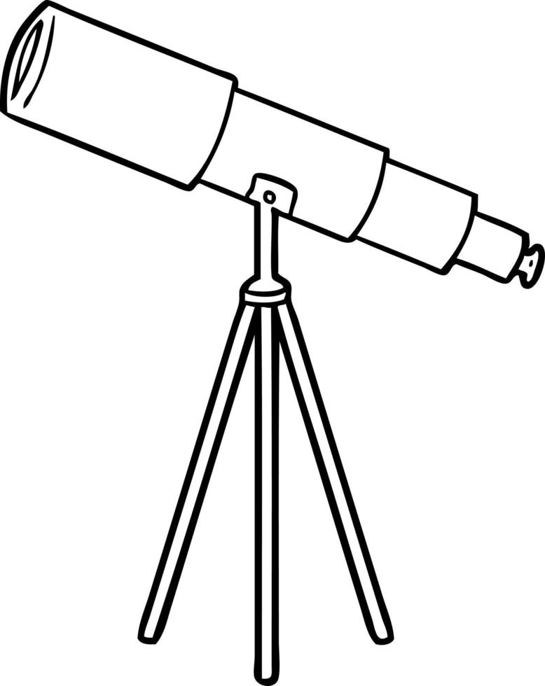 telescopio de dibujo lineal de dibujos animados vector