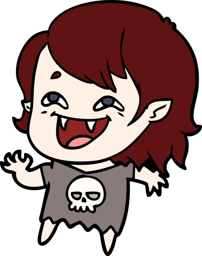 caricatura, reír, vampiro, niña vector