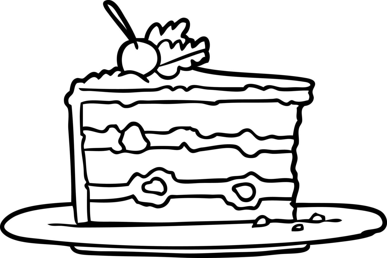 line drawing of a tasty dessert cake vector