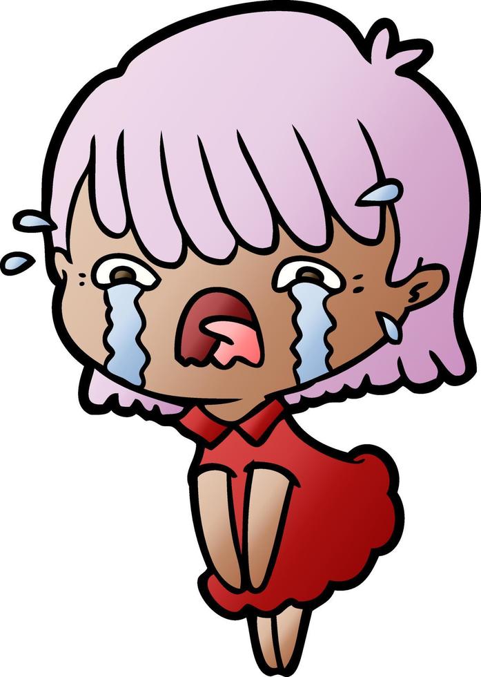 cartoon girl crying vector