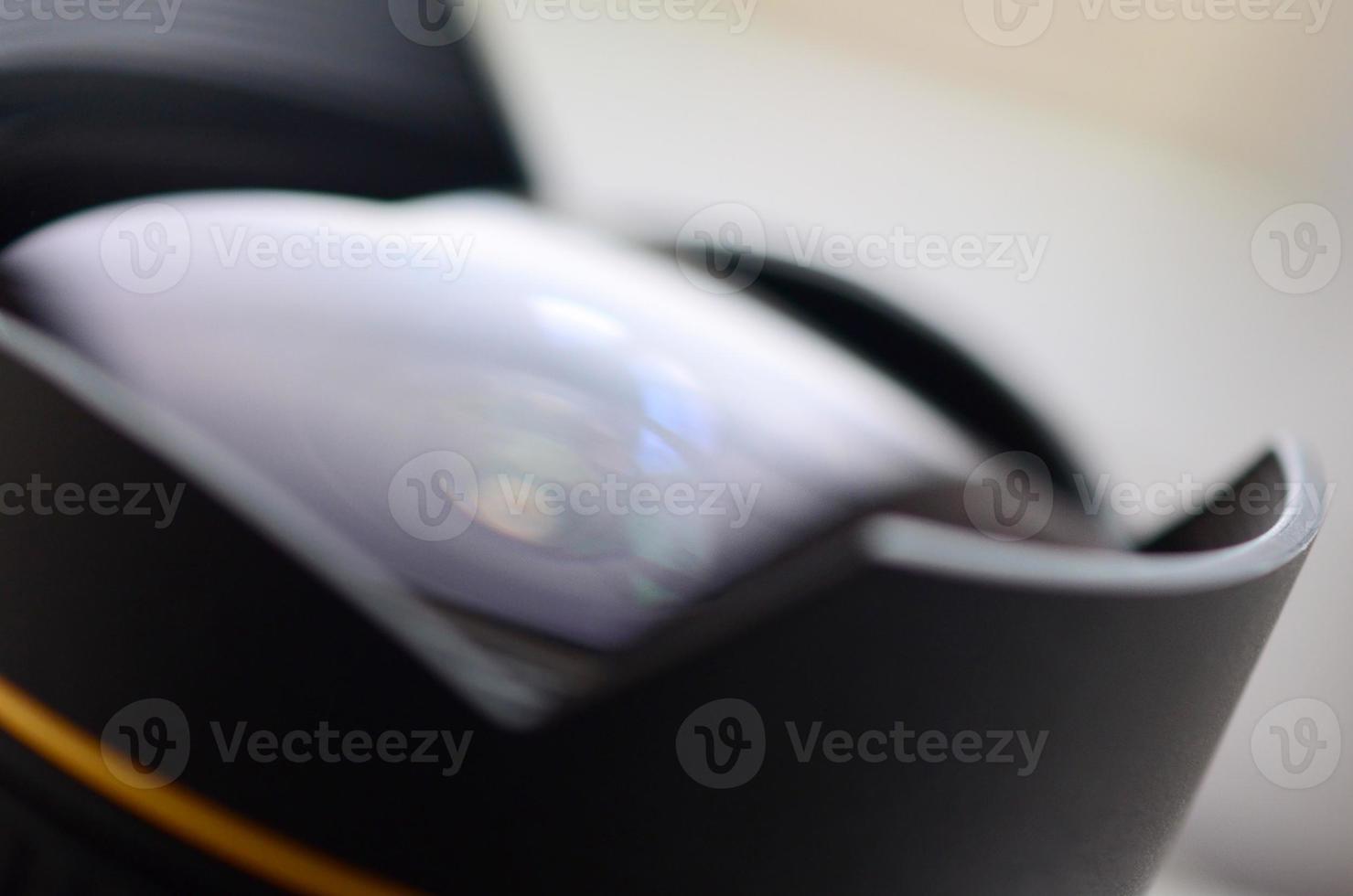 Fragment of a wide angle lens for a modern SLR camera. A photograph of a fisheye lens with a minimal focal length photo