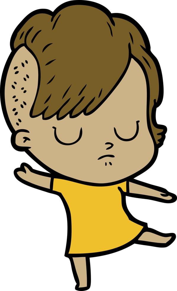cartoon doodle character woman vector