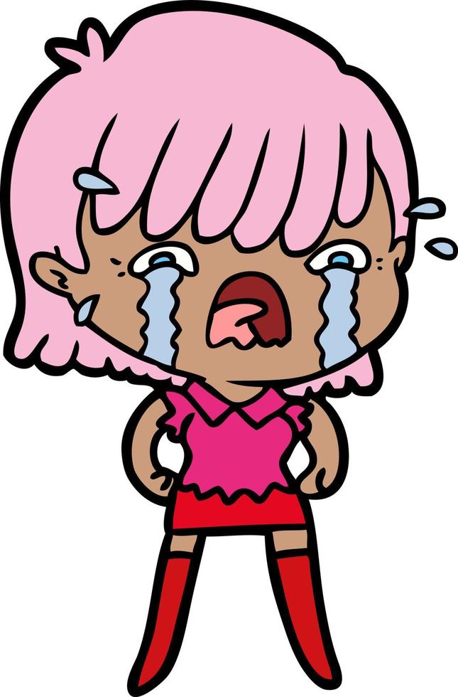 cartoon girl crying vector