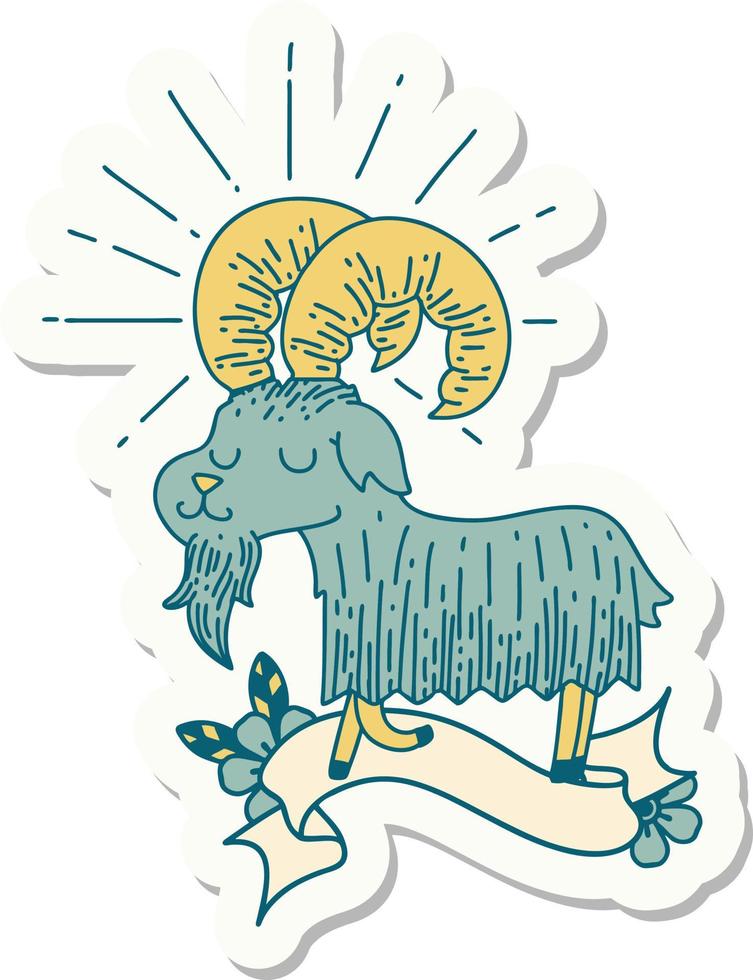 sticker of a tattoo style happy goat vector