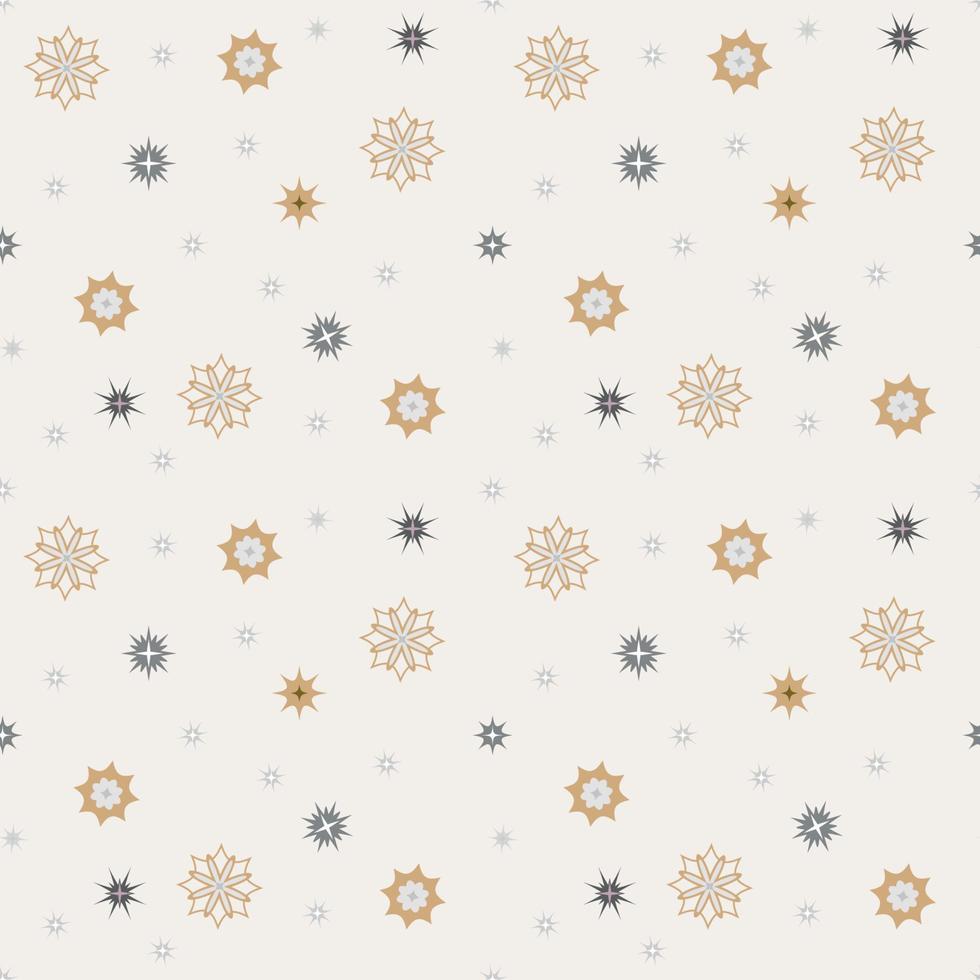 Christmas seamless pattern with geometric motifs. Snowflakes and different ornaments on white background. Retro textile collection. On white background vector