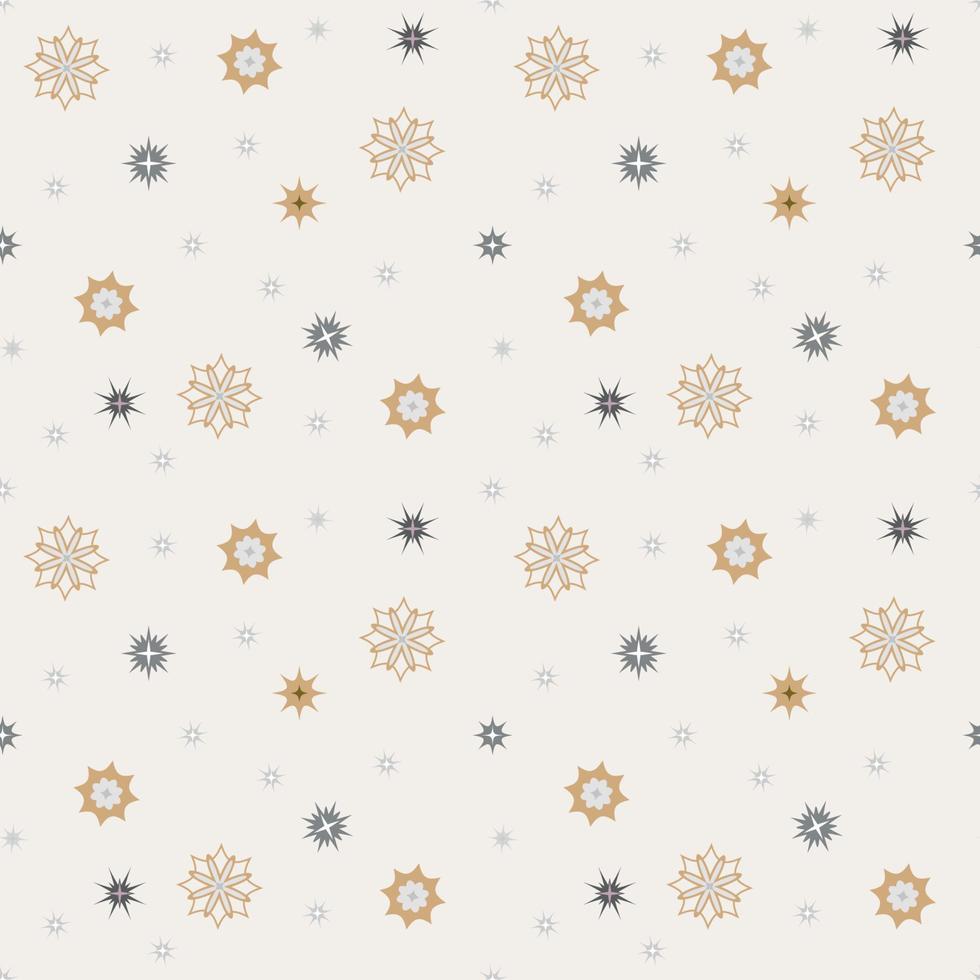 Christmas seamless pattern with geometric motifs. Snowflakes and different ornaments on white background. Retro textile collection. On white background vector