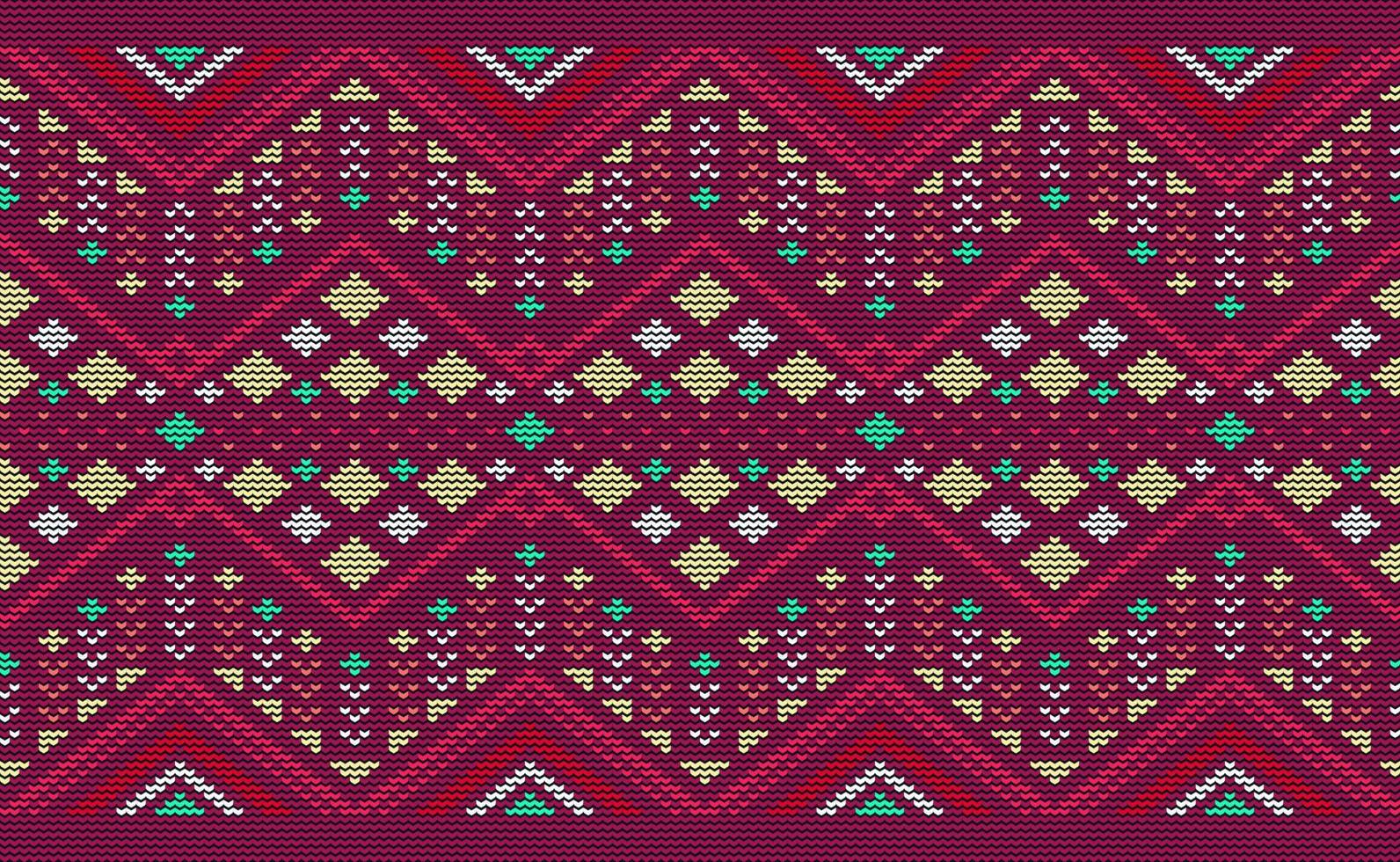 Knitted ethnic pattern, Vector embroidery crochet background, Red and yellow pattern Moroccan fashion