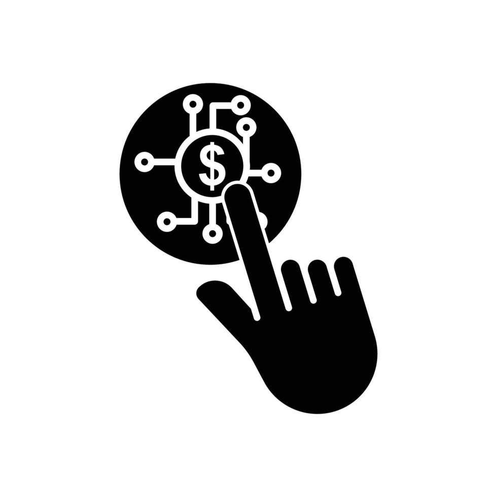 Hand touch icon illustration with dollar. icon related to fintech. Glyph icon style. Simple design editable vector