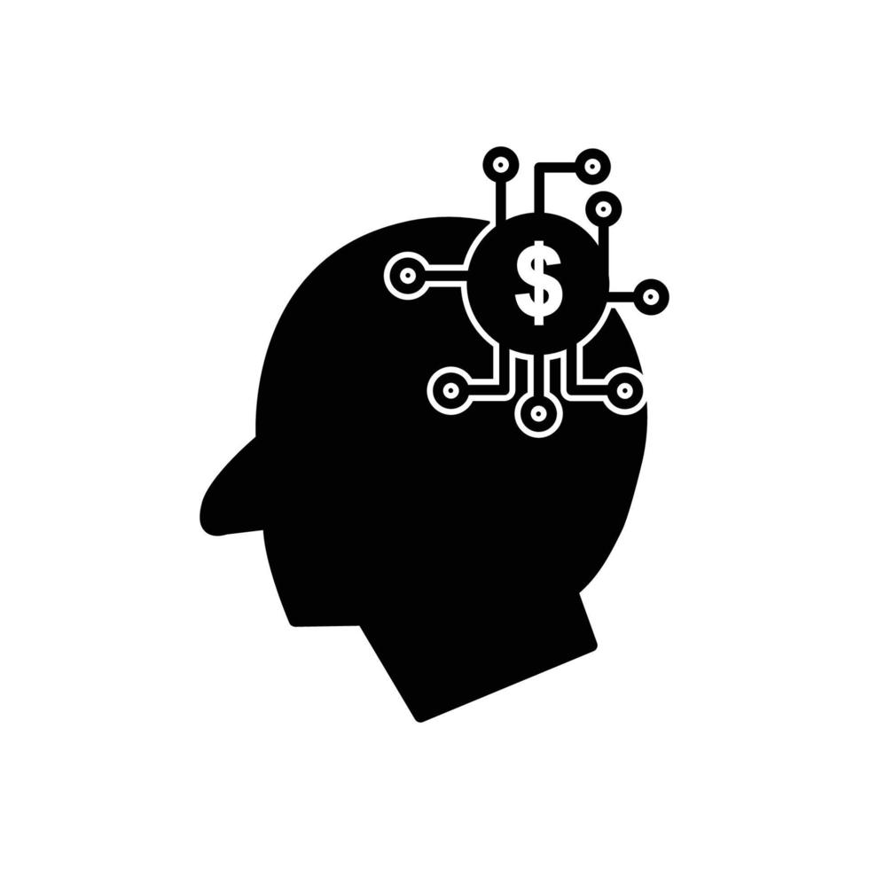 ilustración de icono de cabeza con dólar. icono relacionado con fintech. estilo de icono de glifo. diseño simple editable vector