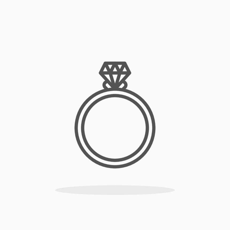 Ring Diamond line icon style. Editable stroke and pixel perfect. Can used for digital product, presentation, UI and many more. vector