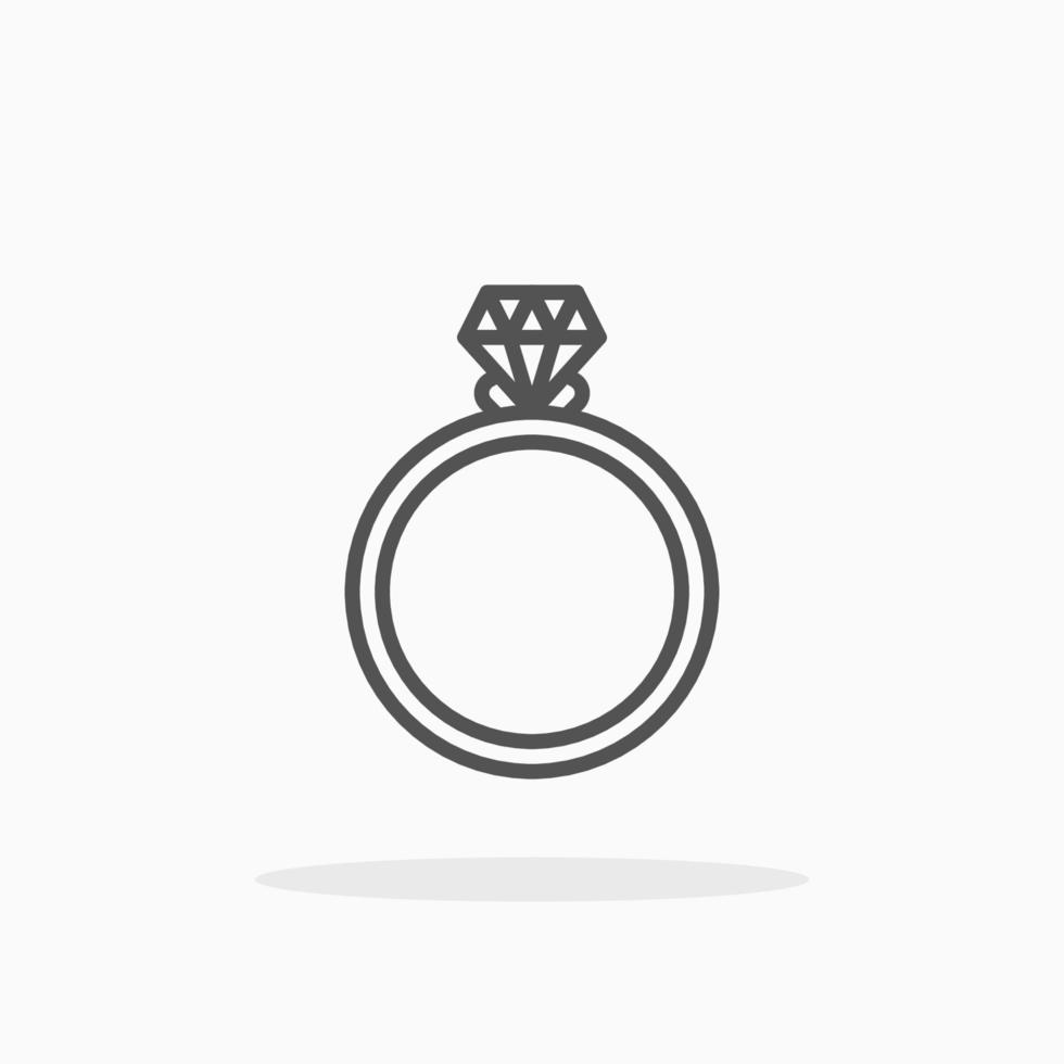 Ring Diamond line icon style. Editable stroke and pixel perfect. Can used for digital product, presentation, UI and many more. vector