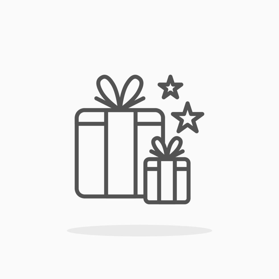 caja de regalo con estilo de icono de línea de cinta. trazo editable y píxel perfecto. se puede utilizar para productos digitales, presentaciones, ui y muchos más. vector