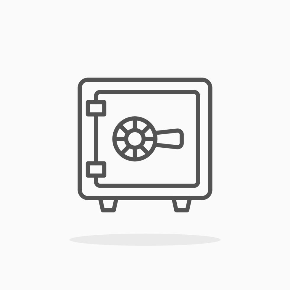 estilo de icono de línea de caja de seguridad. trazo editable y píxel perfecto. se puede utilizar para productos digitales, presentaciones, ui y muchos más. vector