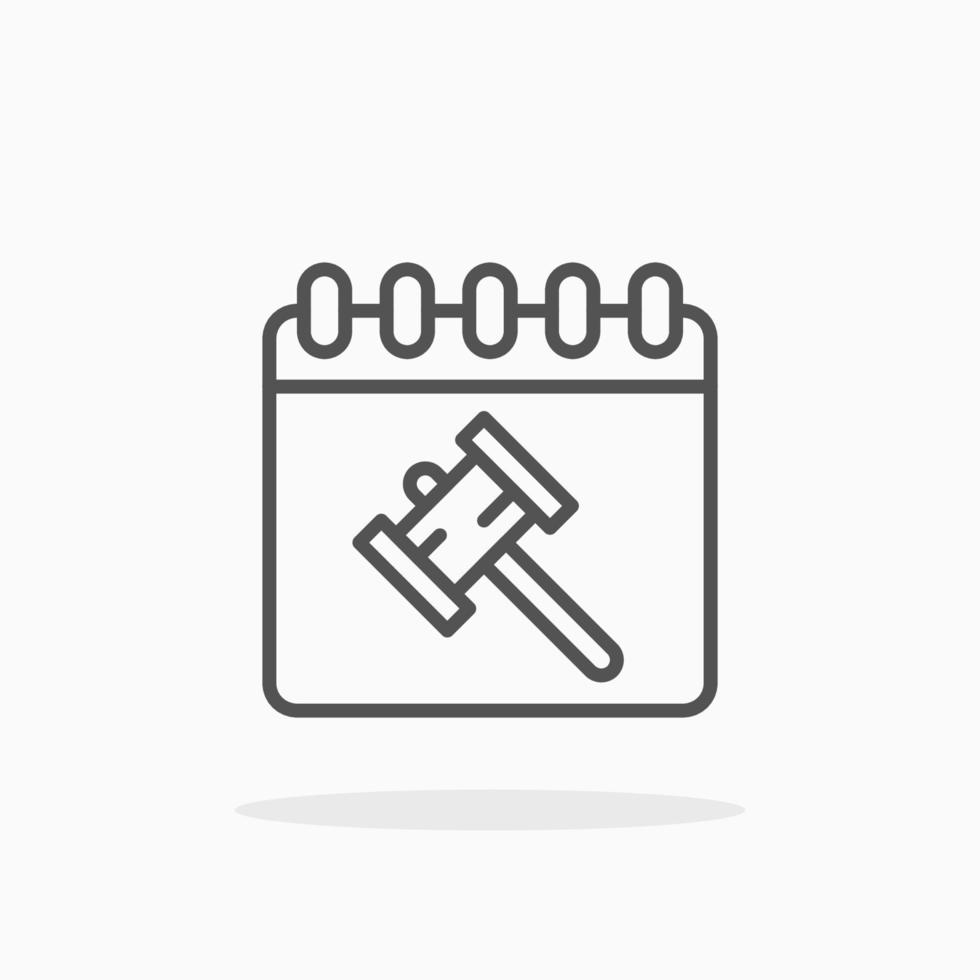 Calendar Law line icon style. Editable stroke and pixel perfect. Can