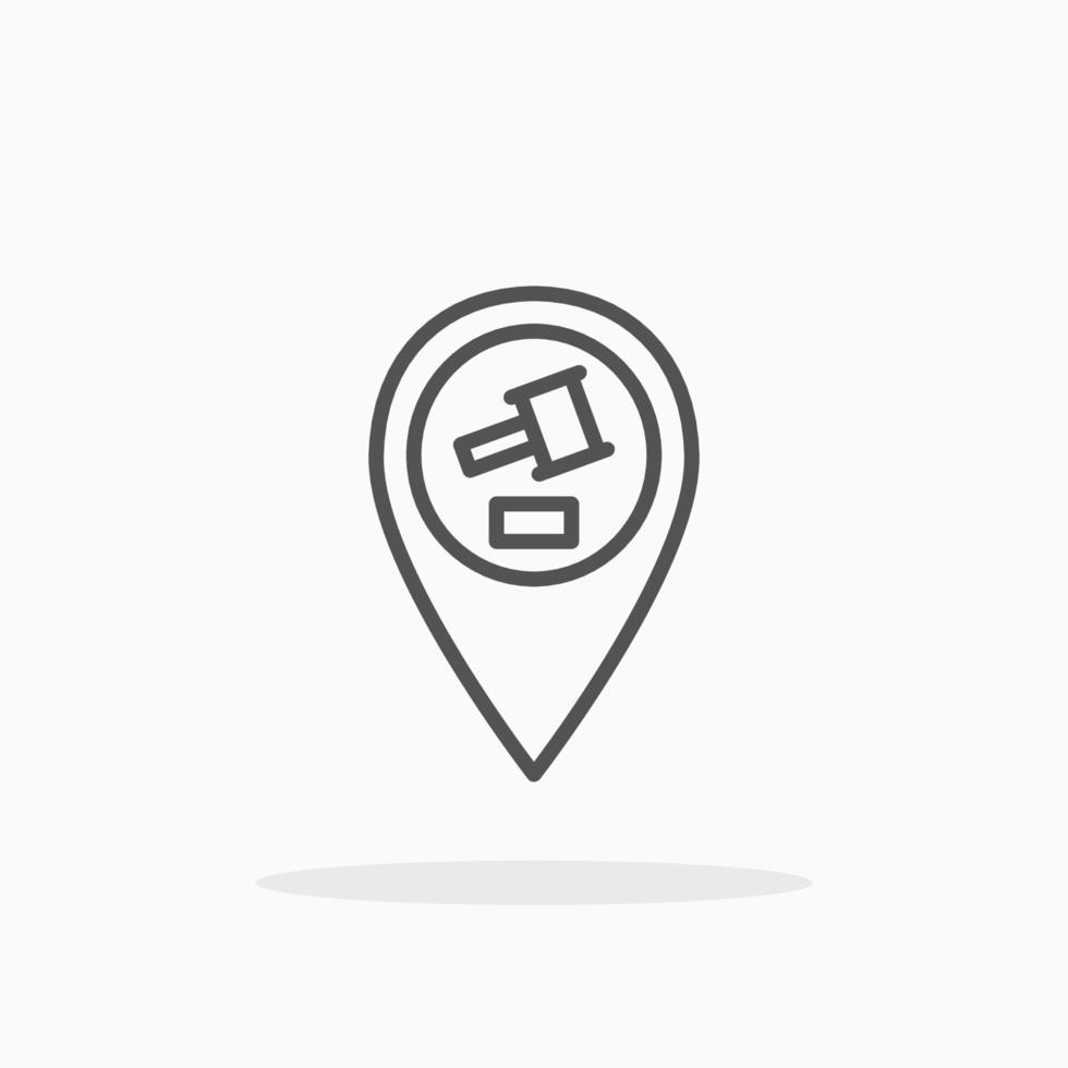 Location Auction Pin With Gavel line icon style. Editable stroke and pixel perfect. Can used for digital product, presentation, UI and many more. vector