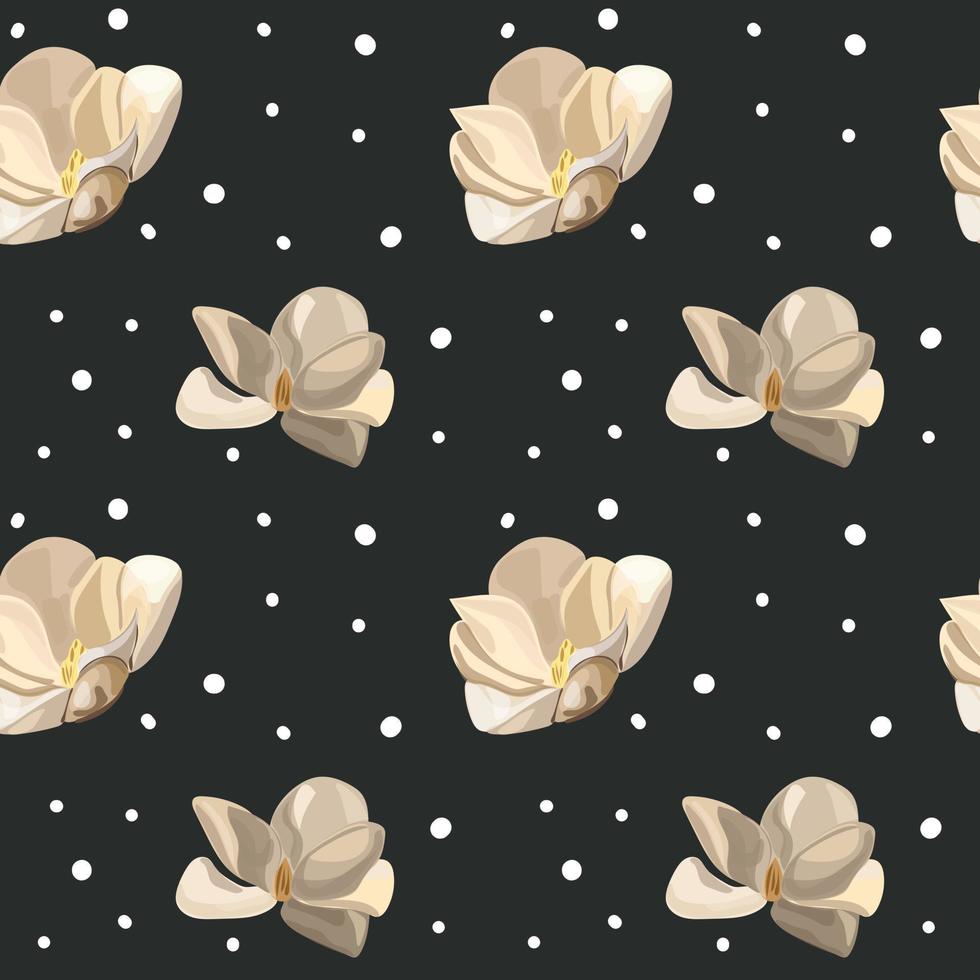 White flowers on a dark background. Seamless background. vector