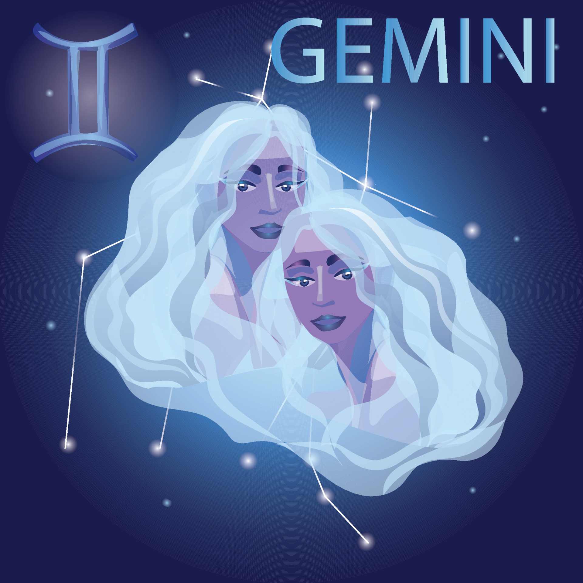 Gemini sign zodiac. Horoscope, astrology, prediction. 12354721 Vector ...