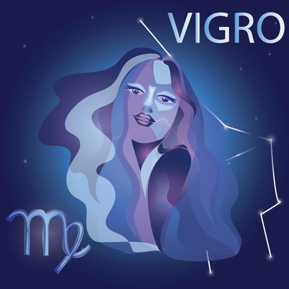 Virgo horoscope sign in twelve zodiac with galaxy stars background vector