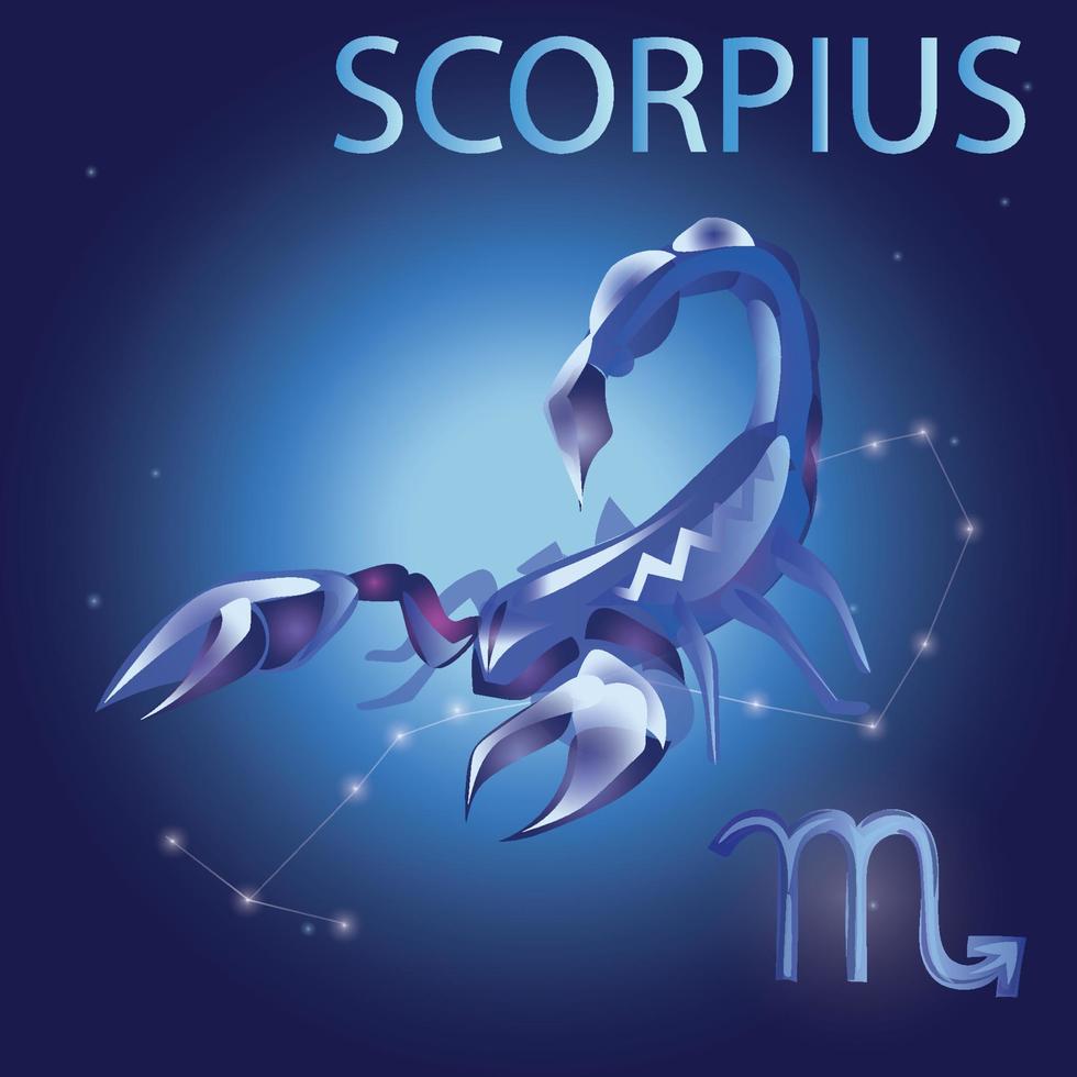 Scorpio horoscope sign in twelve zodiac with galaxy stars background vector