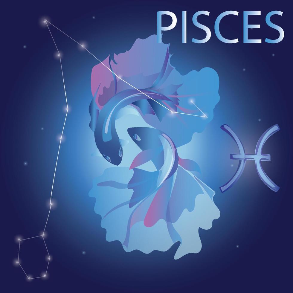 Pisces zodiac sign. Horoscope, astrology, prediction. vector
