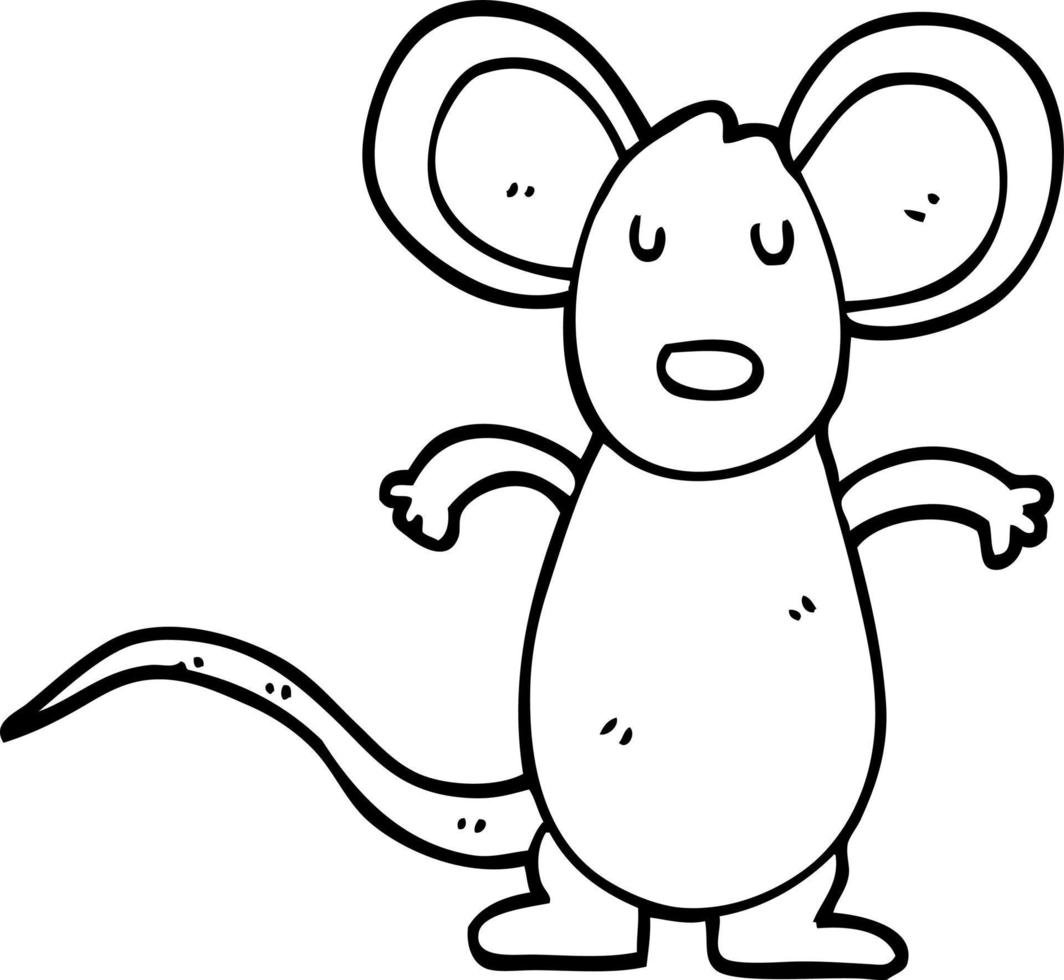 rata de ratón de dibujos animados de dibujo lineal vector