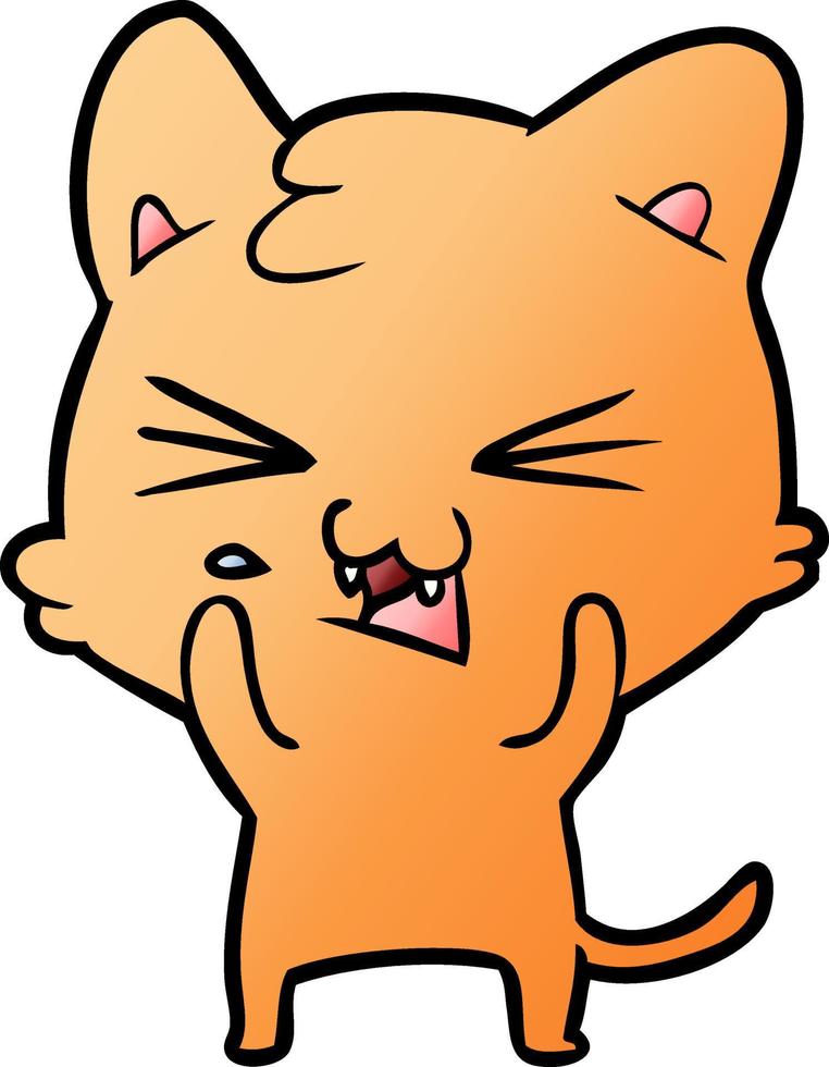 cartoon cat hissing vector