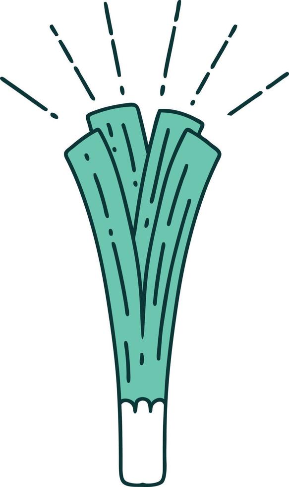 illustration of a traditional tattoo style leek vector
