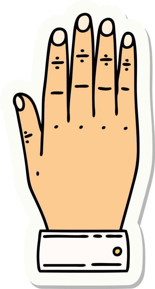 sticker of tattoo in traditional style of a hand vector