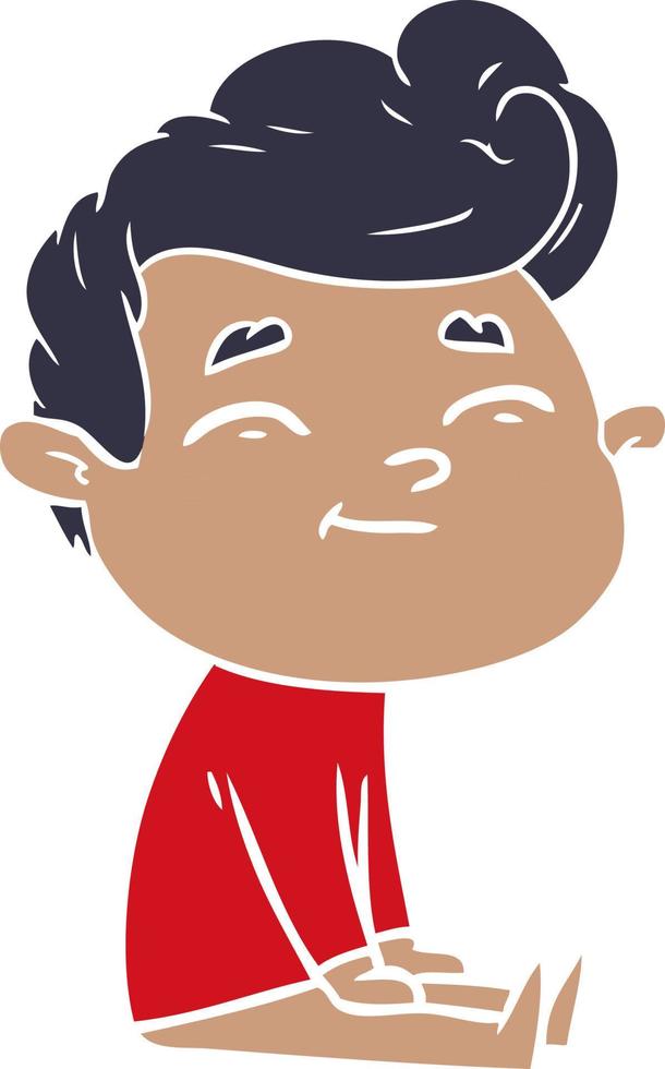 happy flat color style cartoon man sitting vector