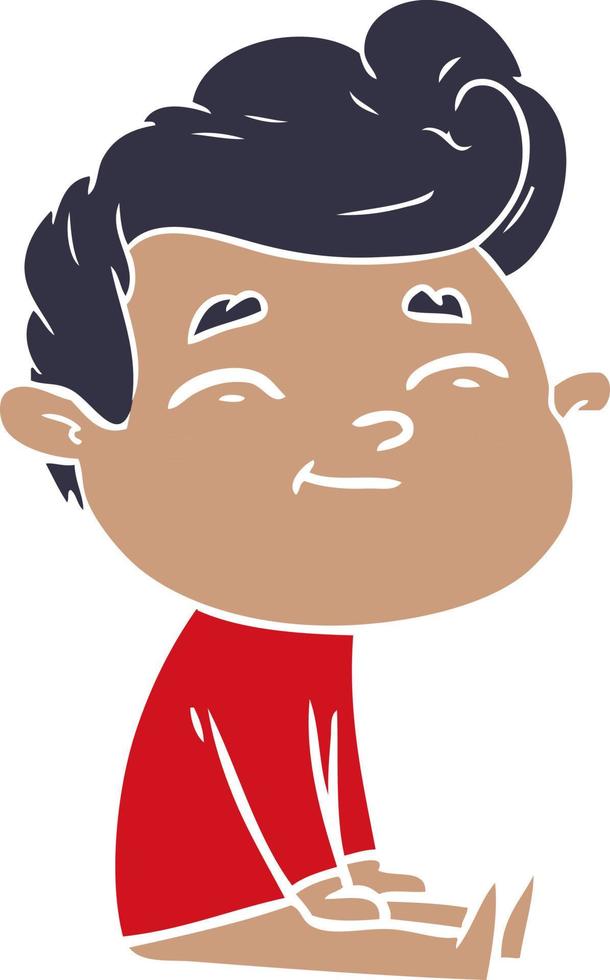 hombre de dibujos animados de estilo de color plano feliz sentado vector