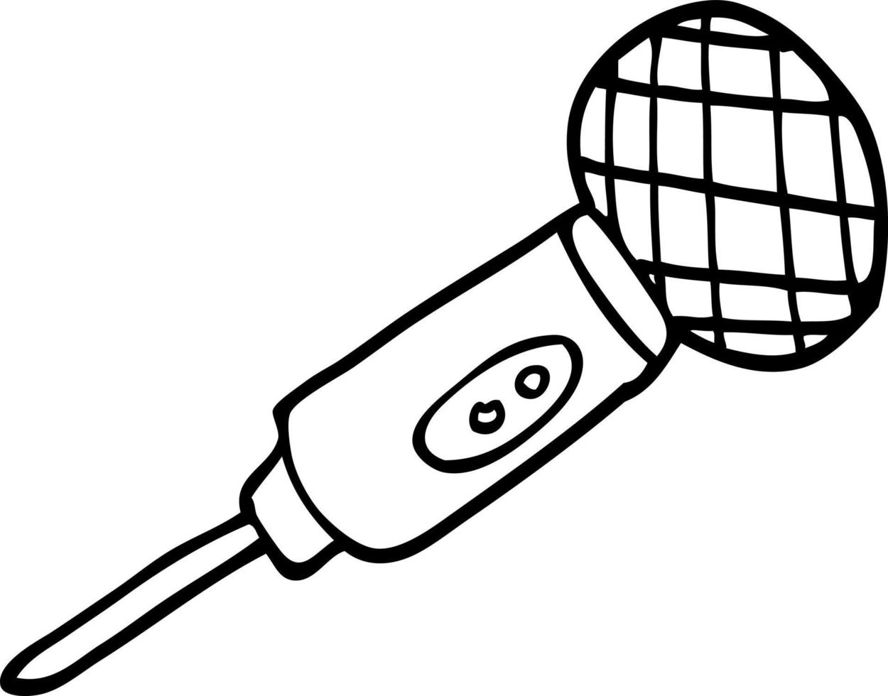 line drawing cartoon microphone vector
