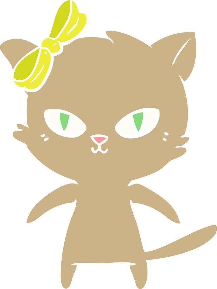 cute flat color style cartoon cat vector