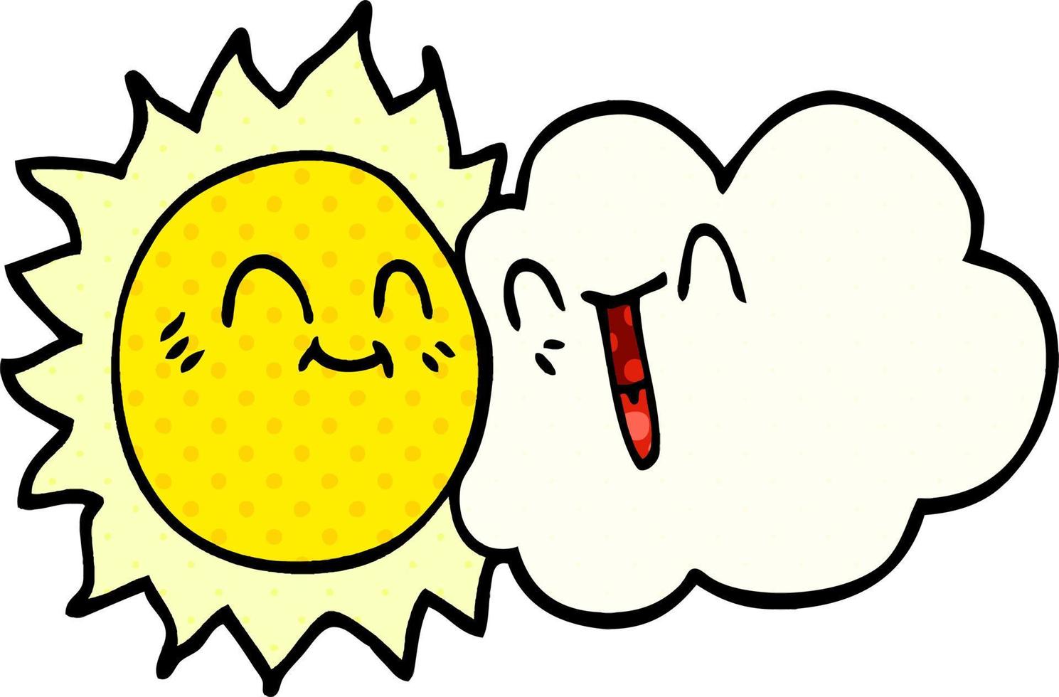 cartoon doodle happy sunshine and cloud vector