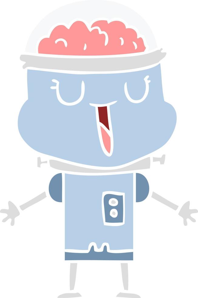 robot de dibujos animados de estilo de color plano feliz vector