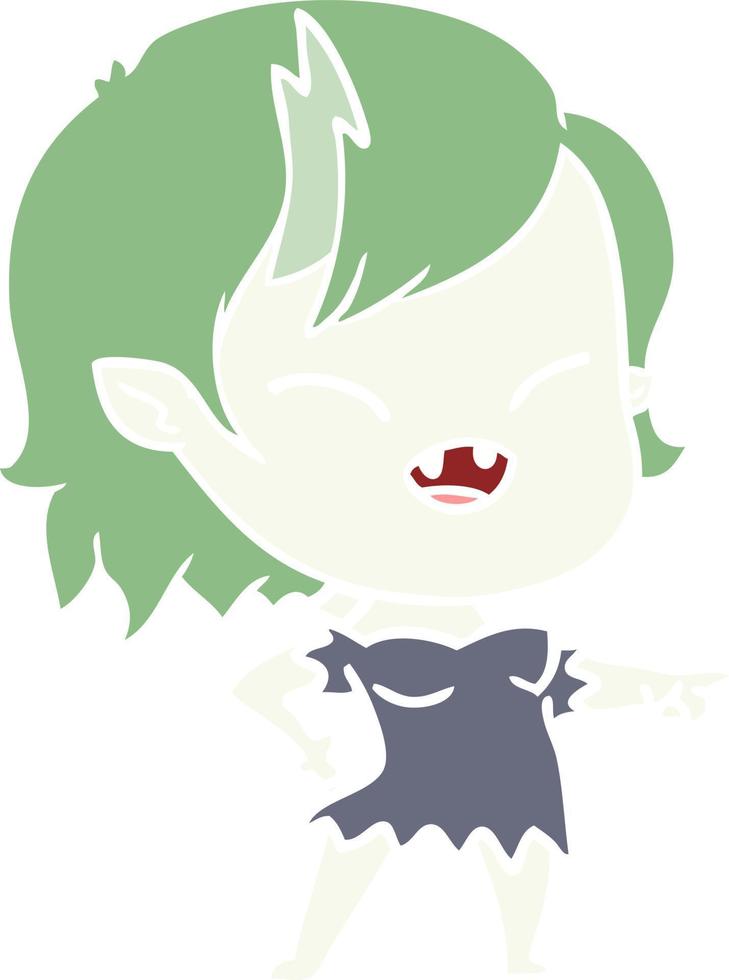 flat color style cartoon vampire girl pointing and laughing vector