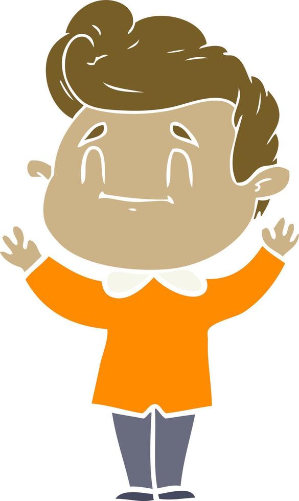 happy flat color style cartoon man vector