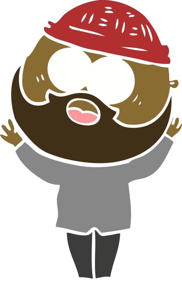 flat color style cartoon bearded man vector