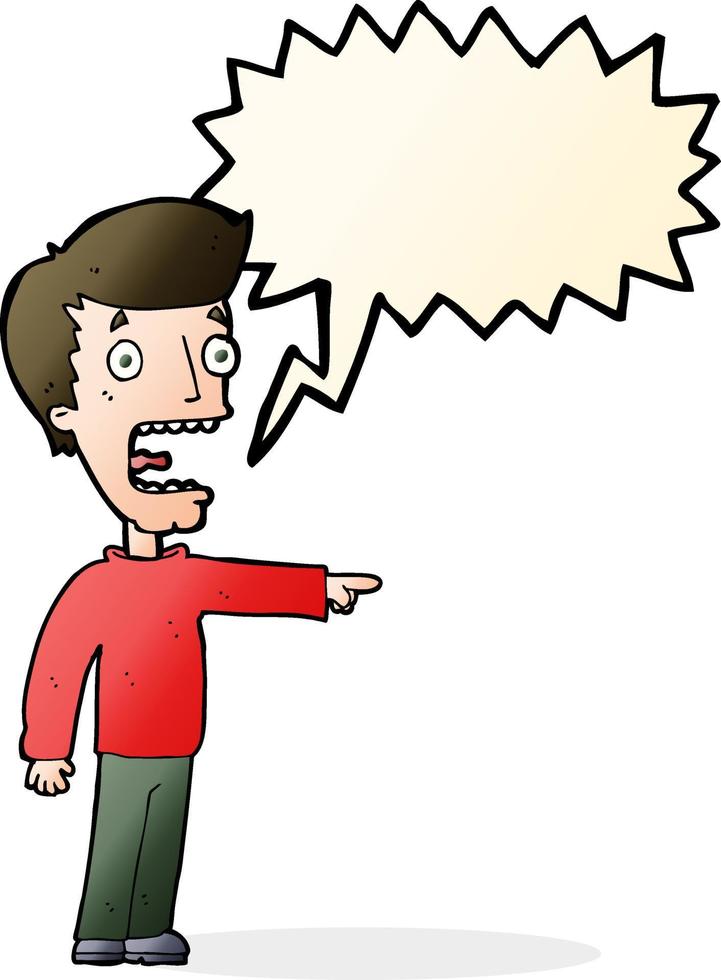 cartoon terrified man with speech bubble vector