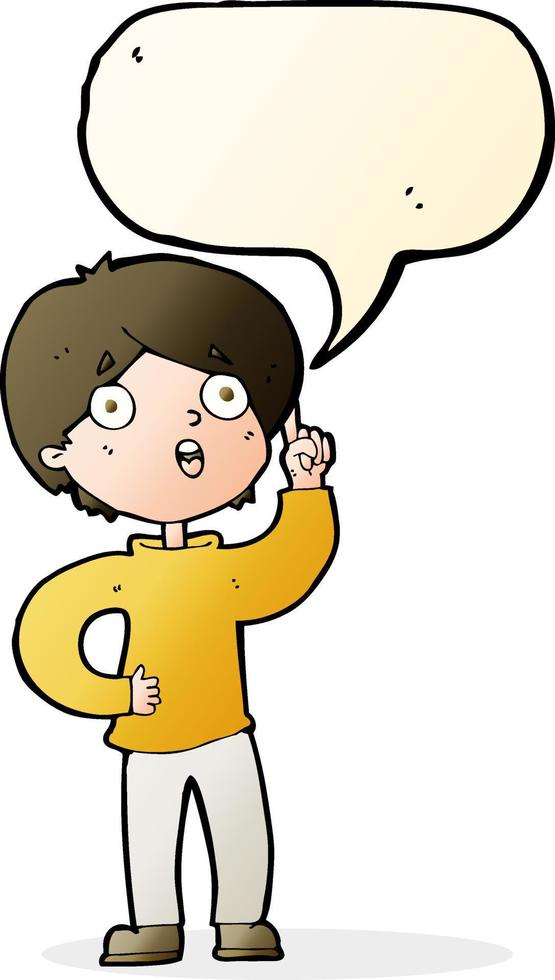 cartoon boy with idea with speech bubble vector