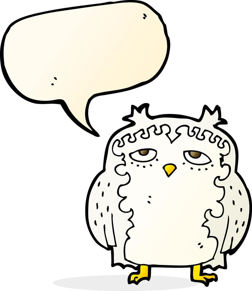 cartoon wise old owl with speech bubble vector
